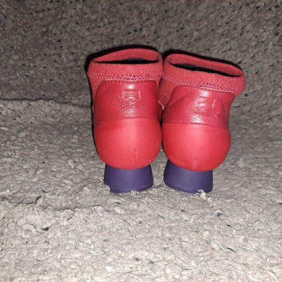 CAMPER-ANKLE BOOT-Alright-Red Leather/Suede-Purple Rubber Round Heel-Sz 37-NM - Picture 6 of 8